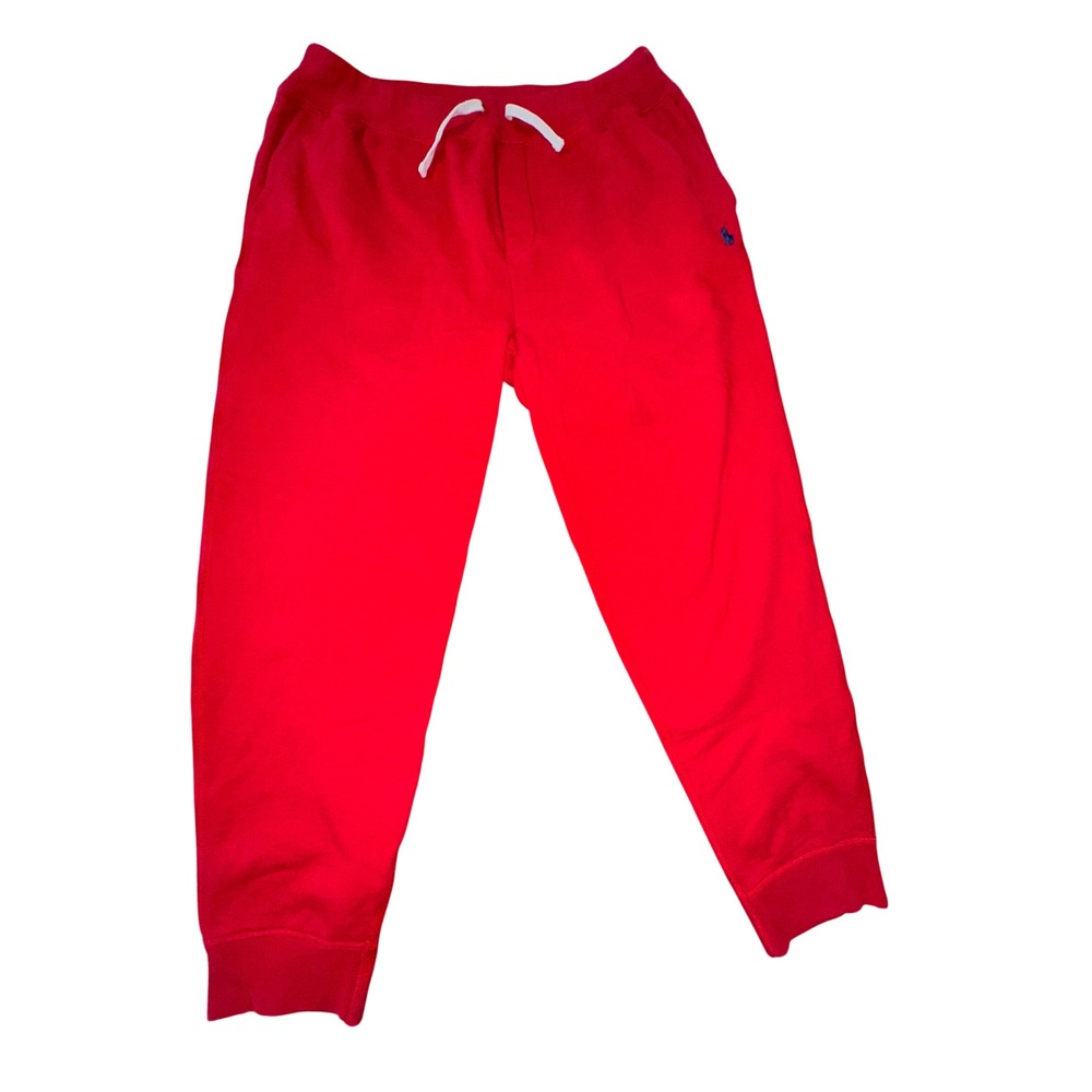 Polo Ralph Lauren Mens XL Red Fleece Jogger Sweatpants Blue Pony Logo Drawstring